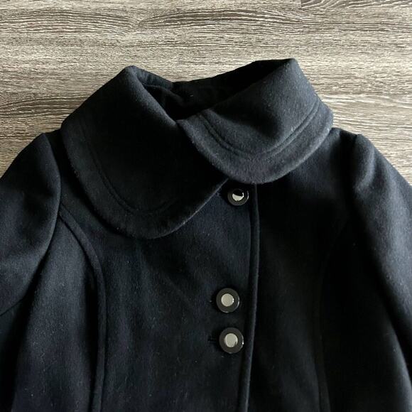 EUC Soia & Kyo Black Wool Blend Coat Small Oversized Collar Button Winter Jacket - Picture 6 of 13